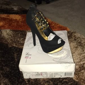 Black And Gold Stilettos